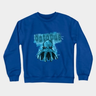 blue octopus cartoon style funny illustration Crewneck Sweatshirt